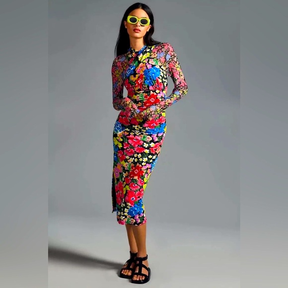 Anthropologie beautiful dress floral theme comfortable elegant NWOT - Picture 3 of 11